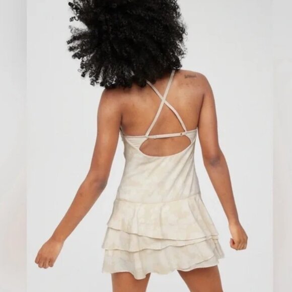 Aerie Offline Maggie Ruffle Cream Floral Print Tennis Dress Size XL - Picture 2 of 7